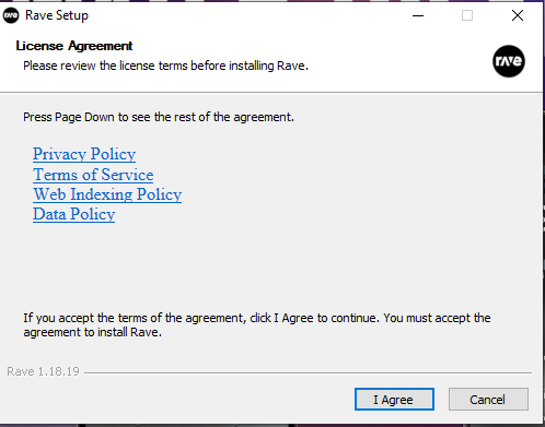 The first window we face when installing Rave Desktop, however it is unclear that this is a proxyware