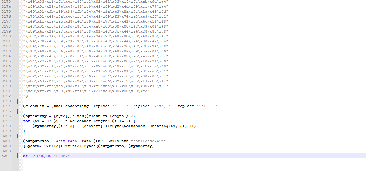 Shellcode extraction script