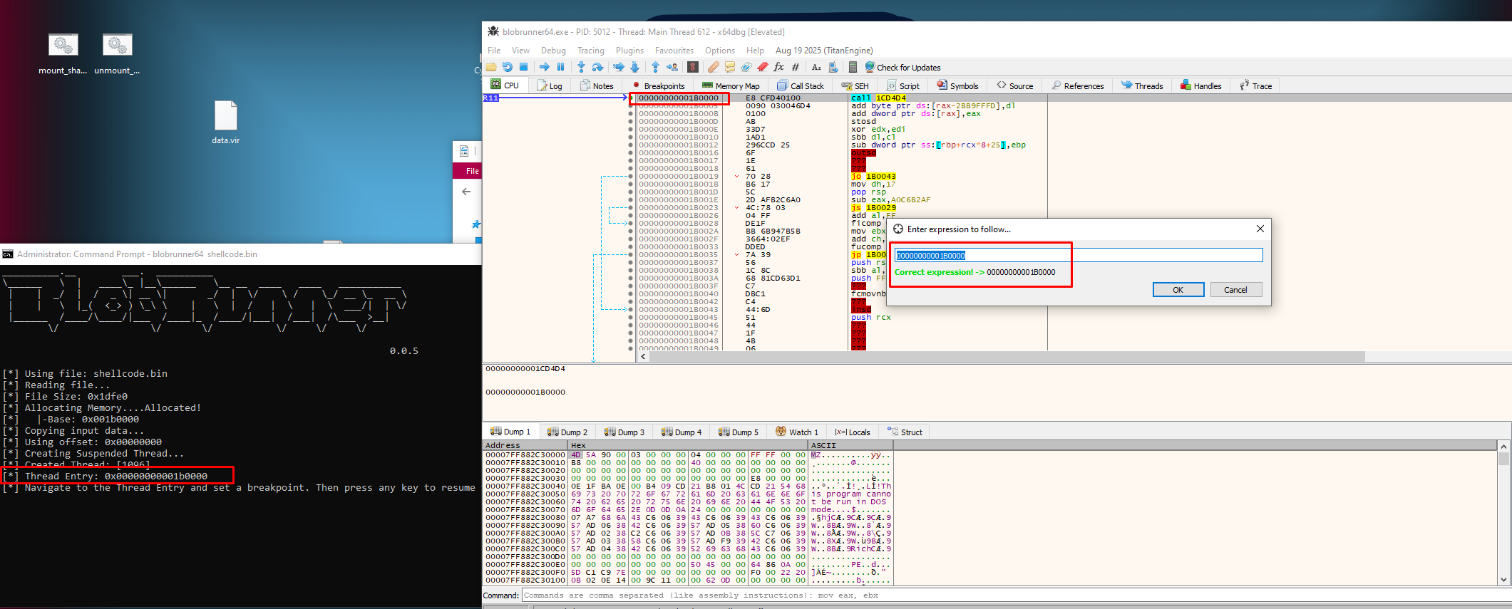 CTRL+G and paste in the thread entry address