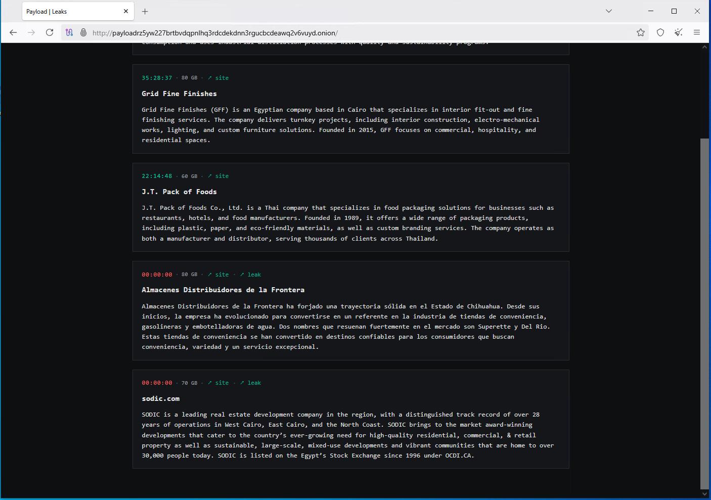 Payload leaks onion site