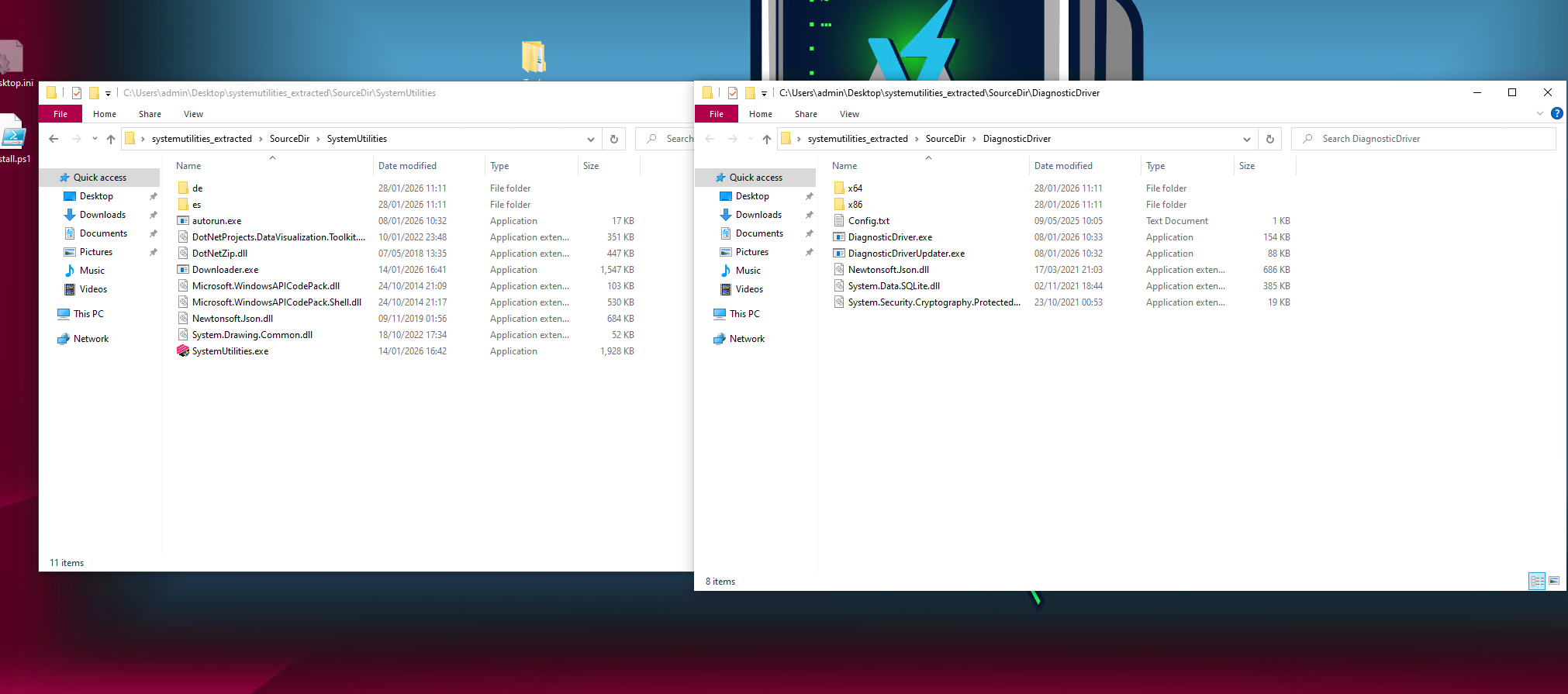 Extracted folders