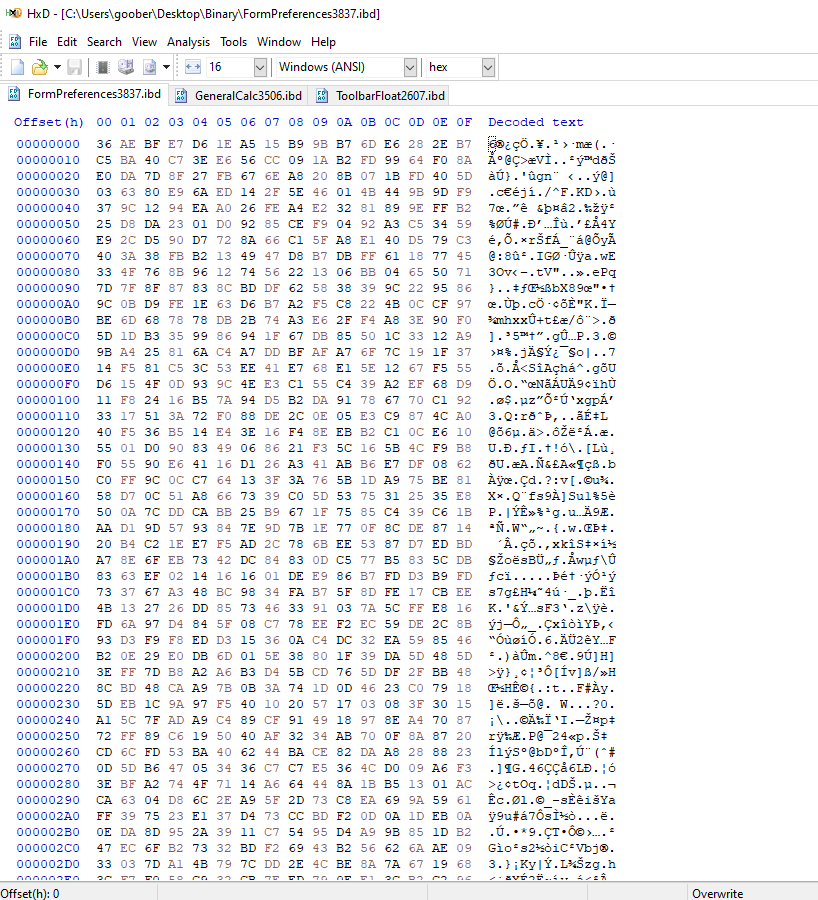 Encrypted blob extracted from Binary section