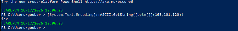Correct conversion of byte array got us the iex - Invoke-Expression cmdlet