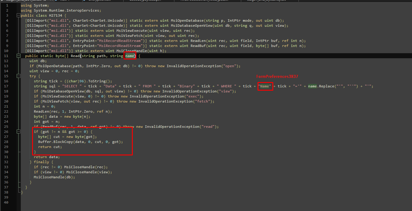 Parsing the MSI file and finding FormPreferences3837