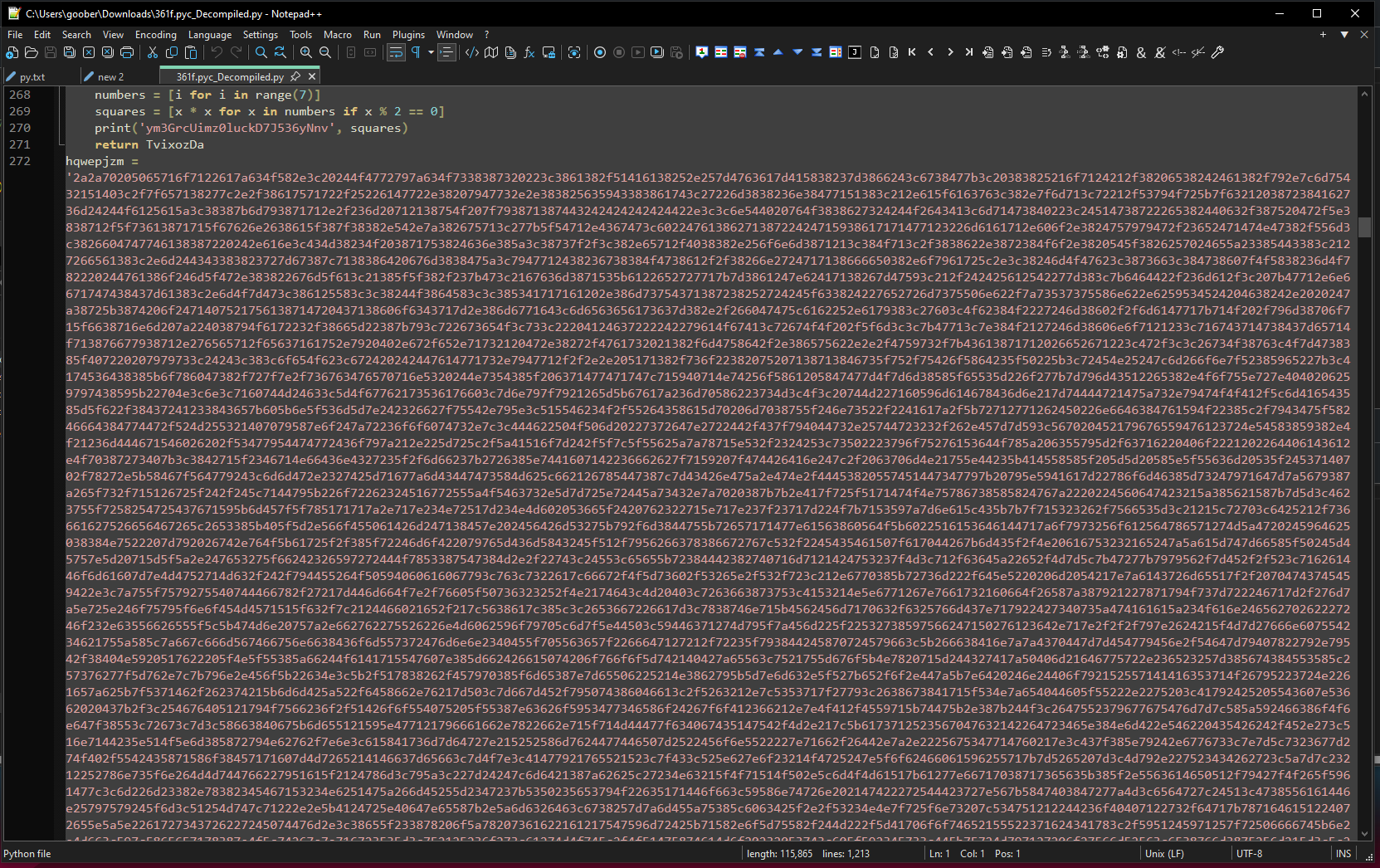 Long encoded string