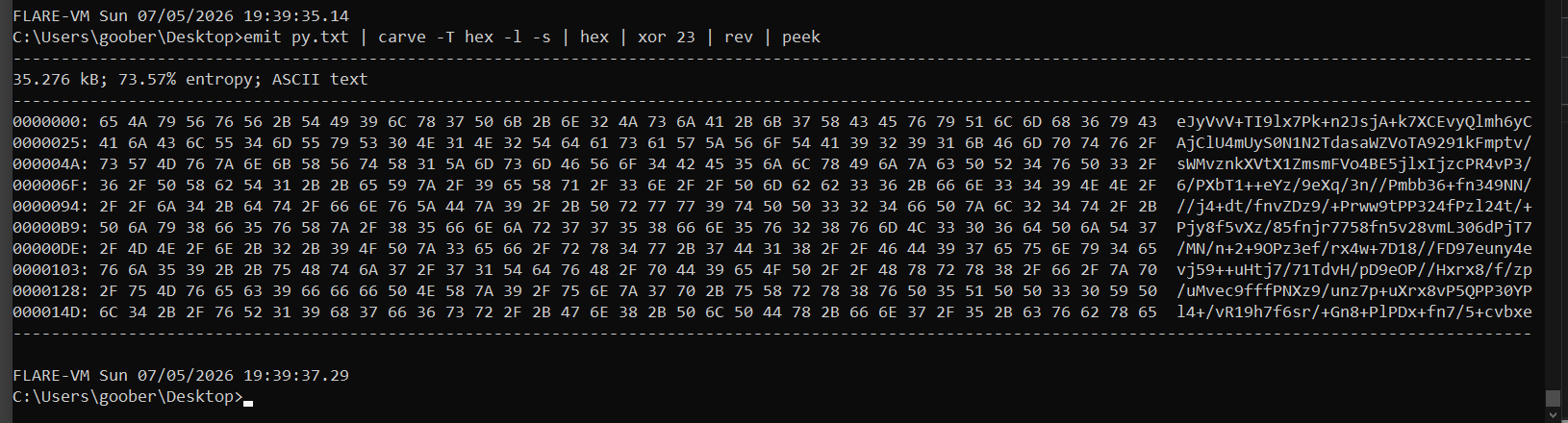 Decoding XOR with key 0x23